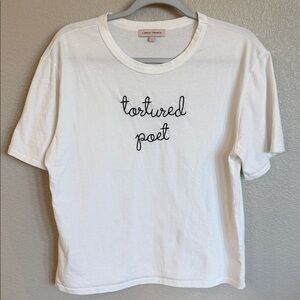 Tortured Poet White Embroidered Tee